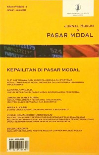 Jurnal Hukum dan Pasar Modal: kepailitan di pasar modal